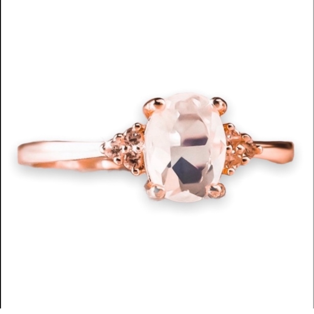 New Woman’s Handcrafted Genuine 18k Rose Gold Natural Moonstone European Ring - Picture 2 of 10
